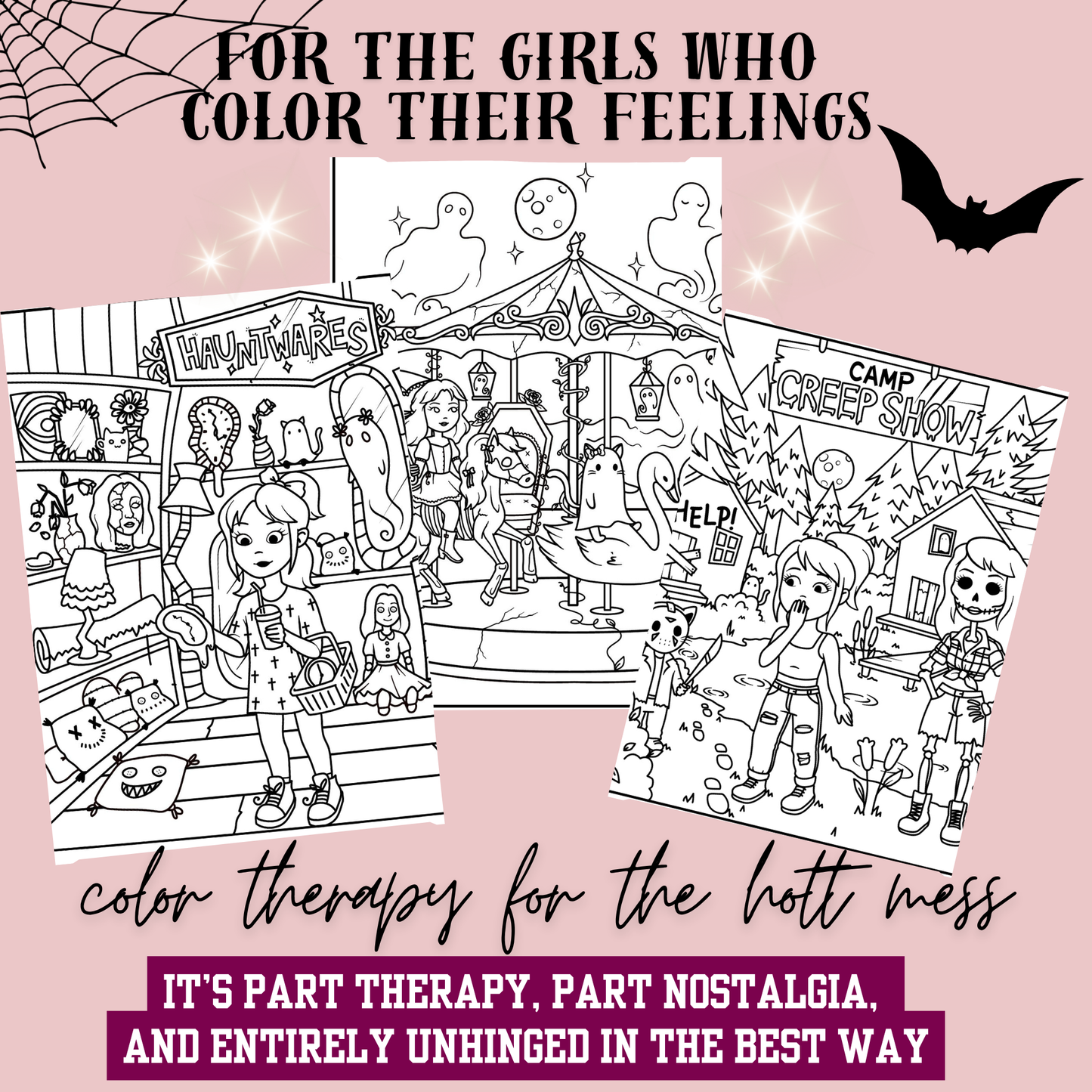 Ghost Town Girls: Haunting Season Adult Coloring Book
